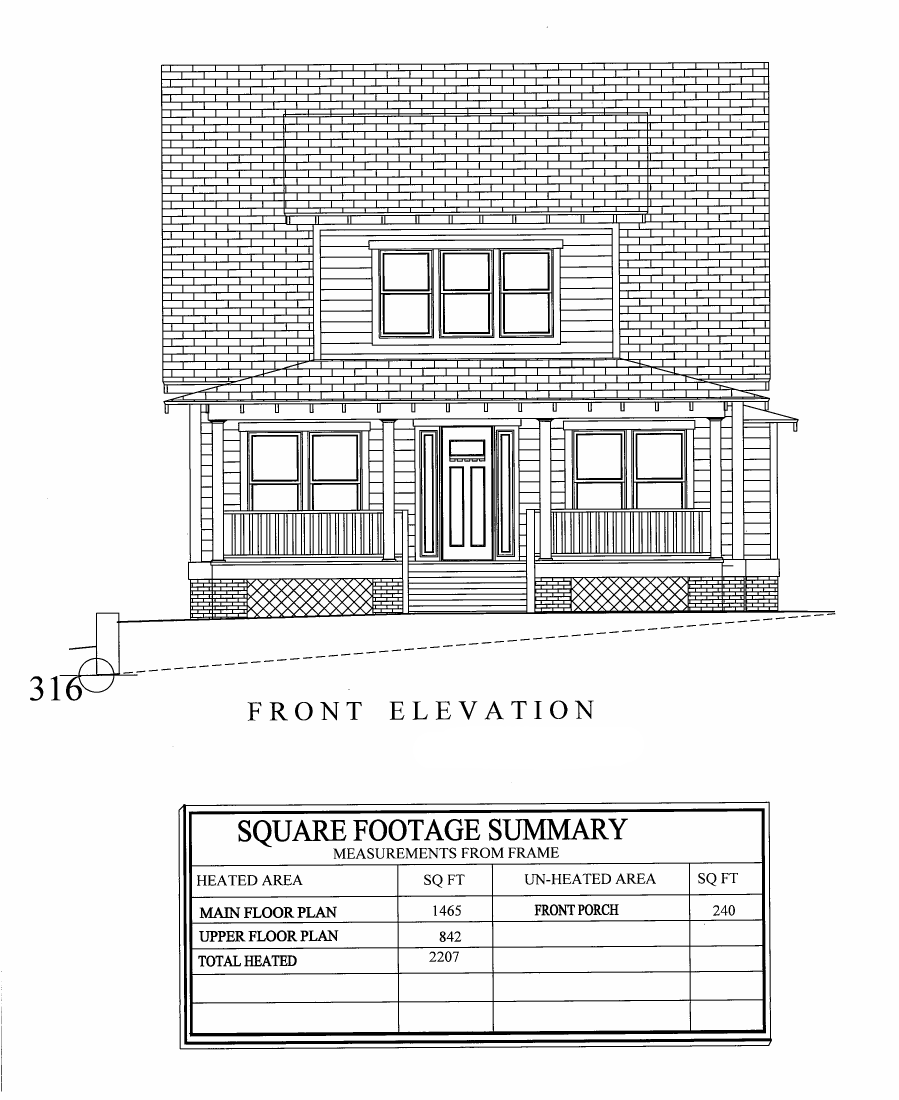 3014 Longleaf Road front elevation and square footage summary
