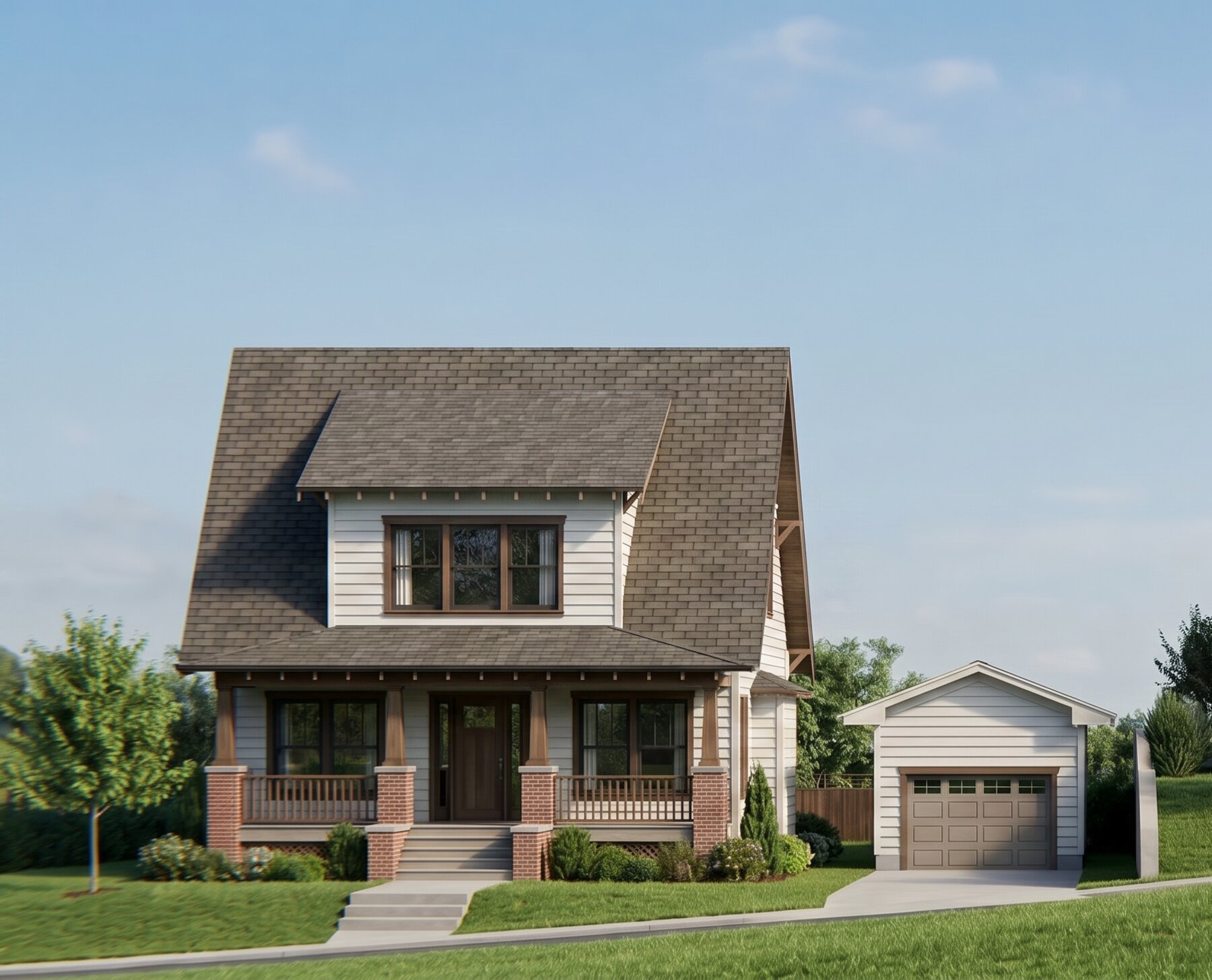 3014 Longleaf Road finish option — white siding with dark trim