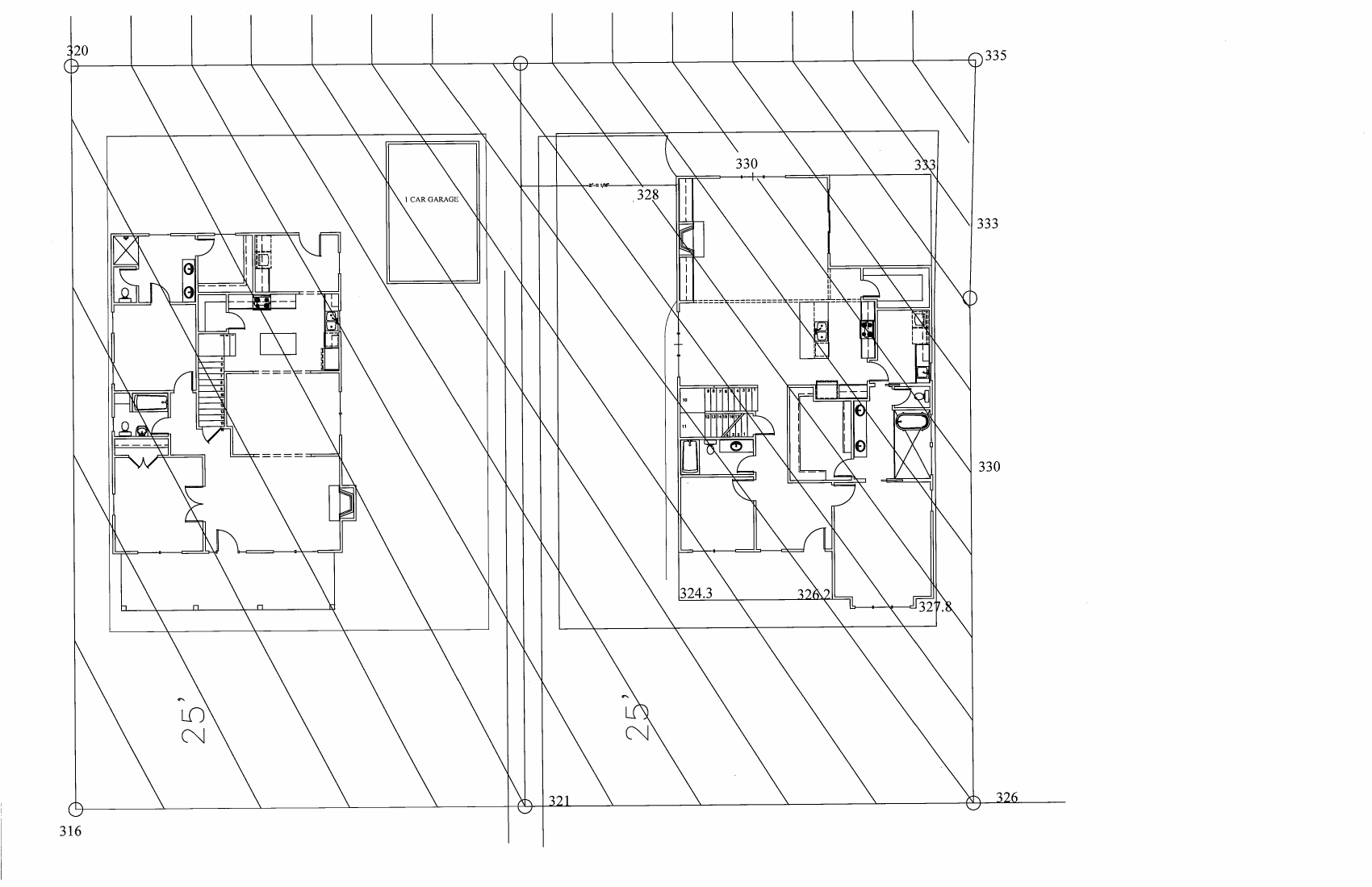 Site plan showing 3014 and 3012 Longleaf Road